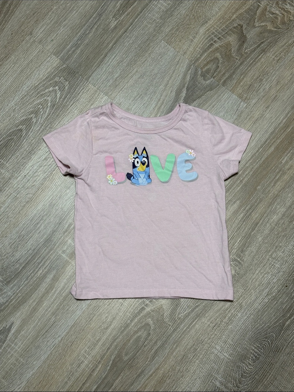 Pink Kids 'Love' Graphic Tee with Bluey Character